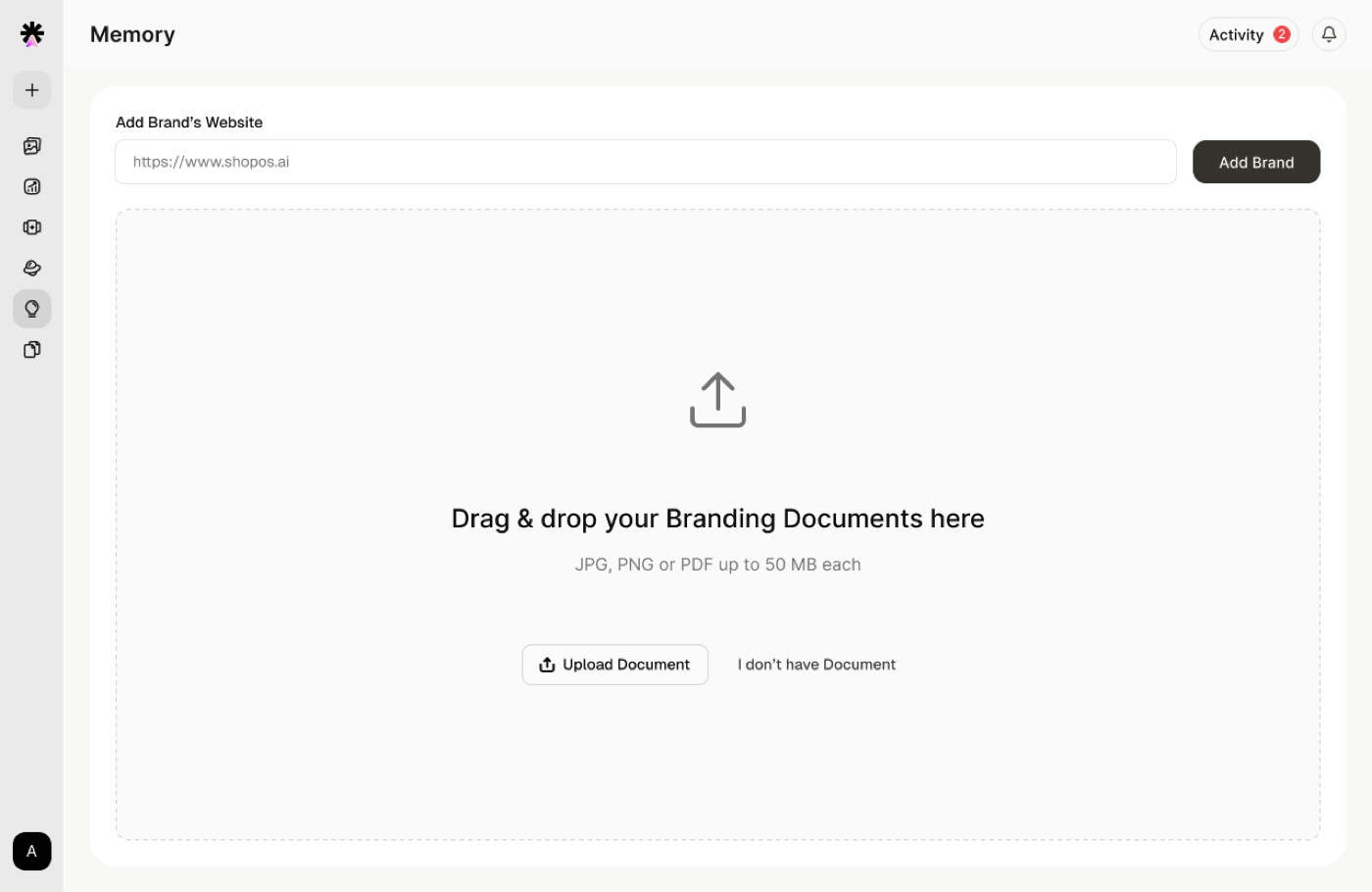 Brand DNA onboarding screen