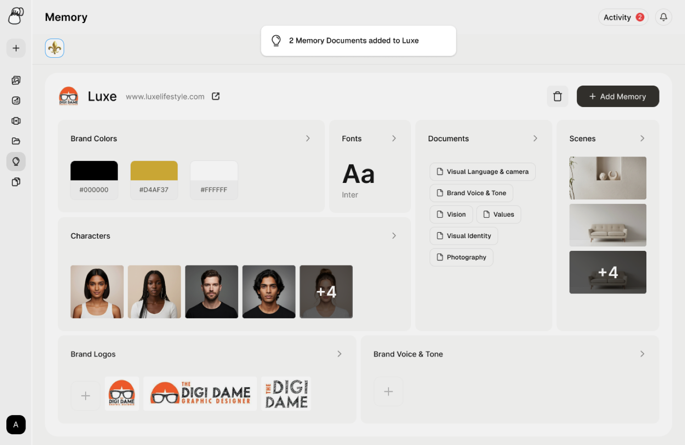 Brand DNA onboarding screen